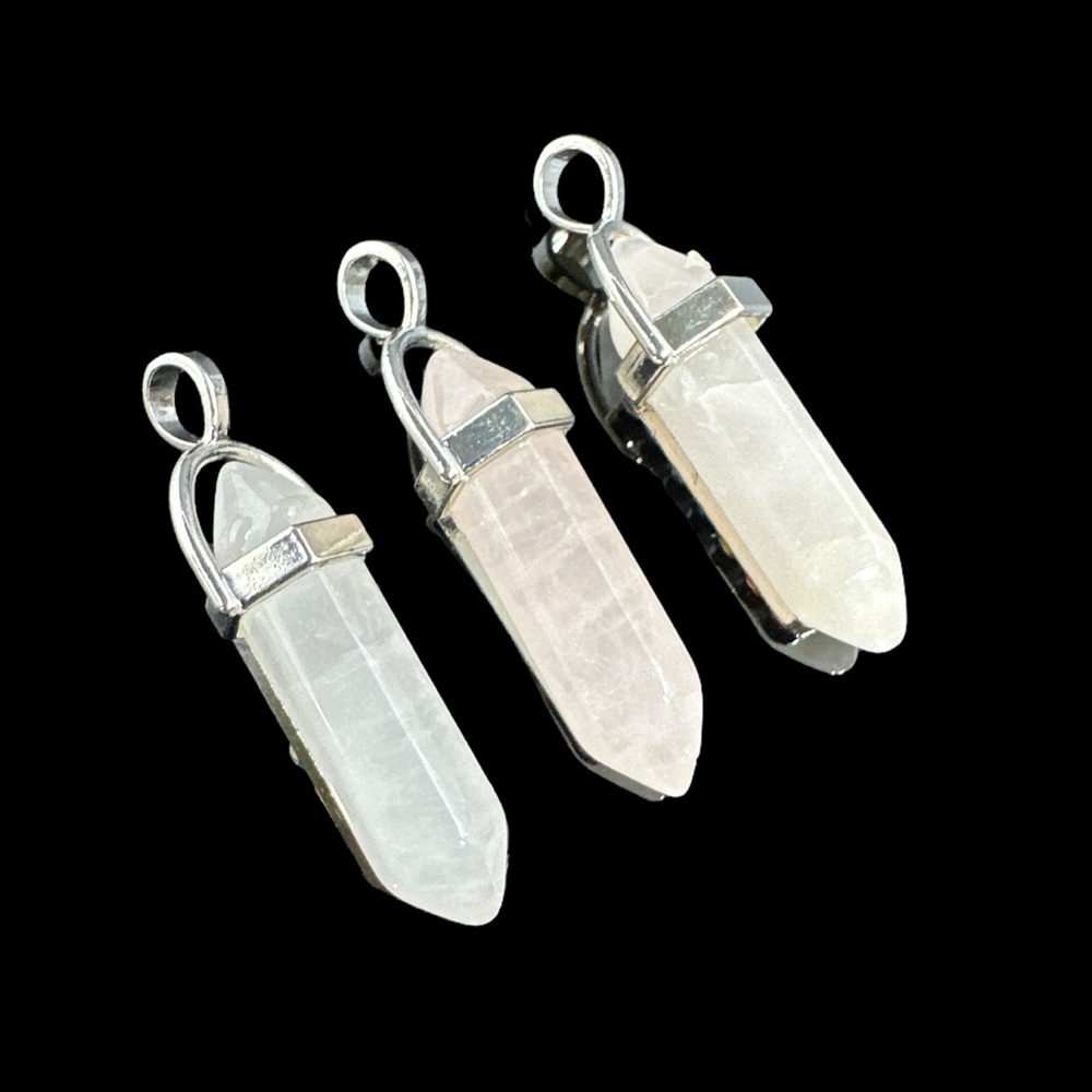 Rose Quartz Tibet Silver Pendant (Silver Plated) - Picture 11 of 16
